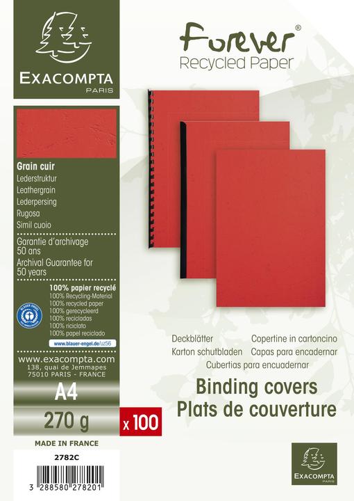 Actual product image Exacompta Evercover 270 g/m², 100 pieces, red