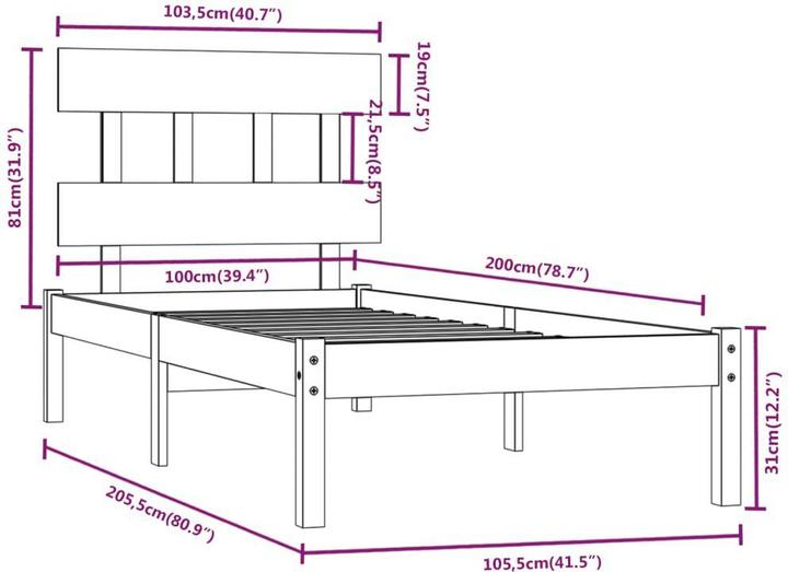 Produktbild vidaXL Bettrahmen (100 x 200 cm)