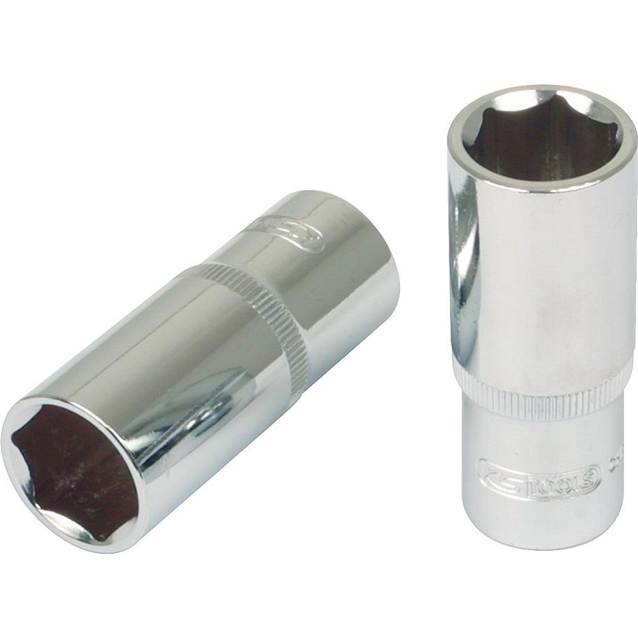 KS Tools, Steckschlüssel + Stecknuss, Werkzeuge-Maschinen GmbH 1/2 CHROMEplus Sechskant-Stecknuss, lang, 17mm, auf Hänge...