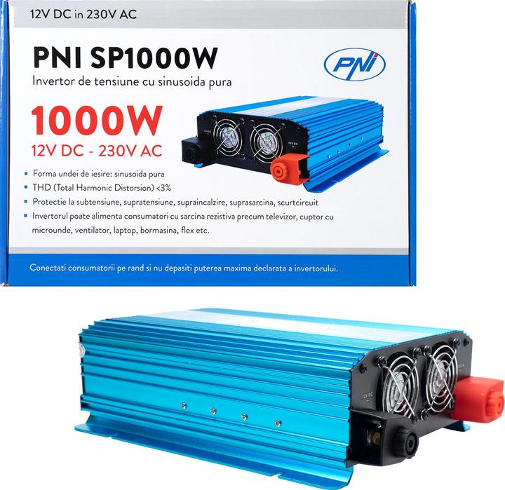 Actual product image PNI Voltage inverter SP1000W with pure sine wave, 12 V power supply