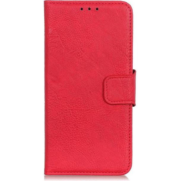 MU Classic Litchi Leder Bookcover Series (Sony Xperia 10 II), Smartphone Hülle, Rot