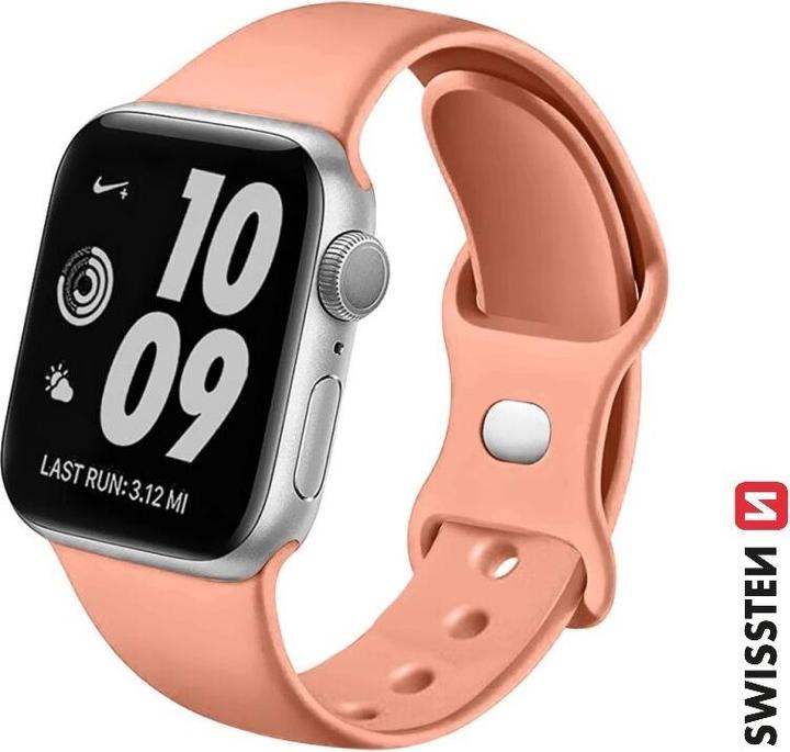 Produktbild Swissten Silicone Band for Apple Watch 42/44/45/49 mm Orange Pink (Silikon)
