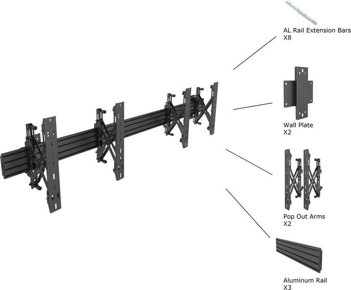 Actual product image Multibrackets Side by Side wall mount, 40"-75", black (Wall, 60 kg, 40" - 75")
