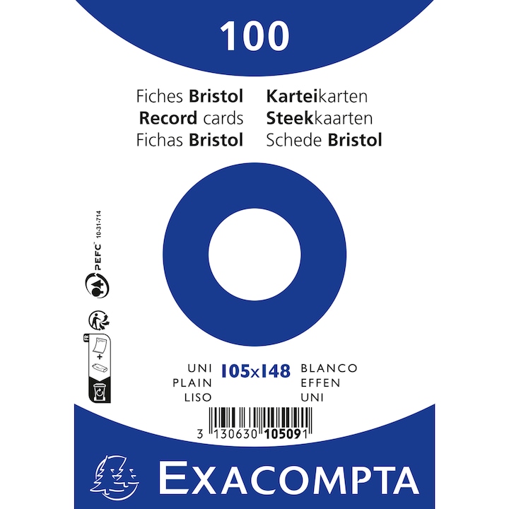 Immagine prodotto Exacompta Formato della scheda: DIN A6 Struttura della riga: vuota (A6, 205 g/m², 100 x)