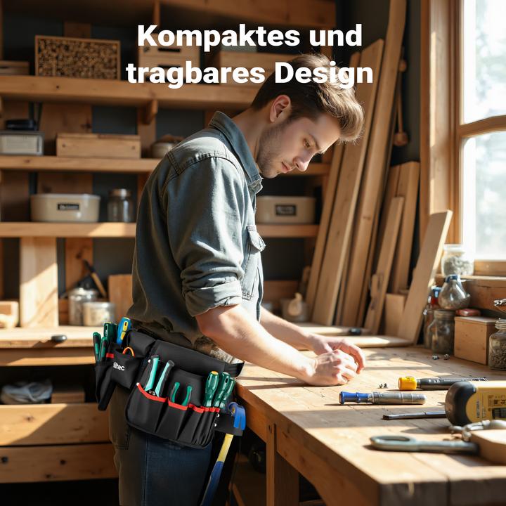 Produktbild Wiltec Werkzeuggürtel 63,5x25,5cm Gürteltasche 23 Fächer Werkzeug Tasche