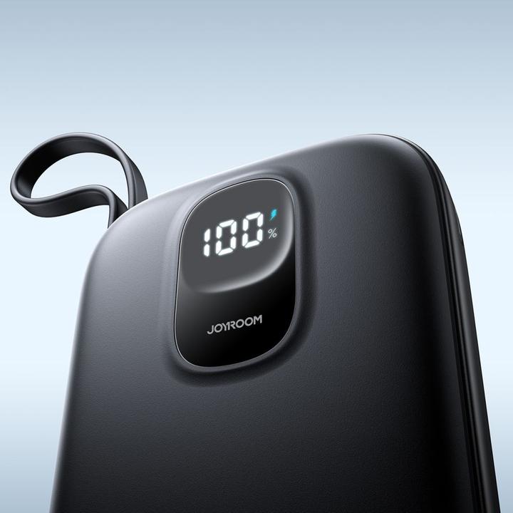 Productafbeelding Joyroom JR-PBF18 22.5W 10000mAh Powerbank with Built-in Lightning Cable + USB-C Cable 0.25 cm - Blac (10000 mAh, 22.50 W, 38.50 Wh)