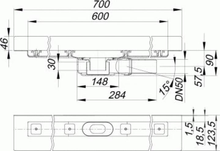 Produktbild Dallmer Duschrinne CeraLine PLAN W 600mm, 523129, DN 50 Bauhöhe 90mm (850 mm)
