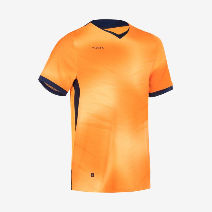 Image du produit Kipsta Maillot de football à manches courtes homme/femme - CLR orange/bleu marine (M)