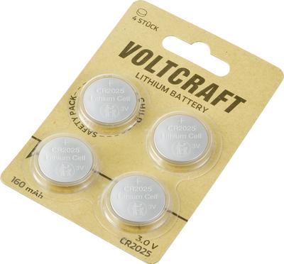 Produktbild Voltcraft Knopfzelle CR 2025 3 V 4 St. 160 mAh Lithium LM2025 (4 Stk., CR2025, 160 mAh)