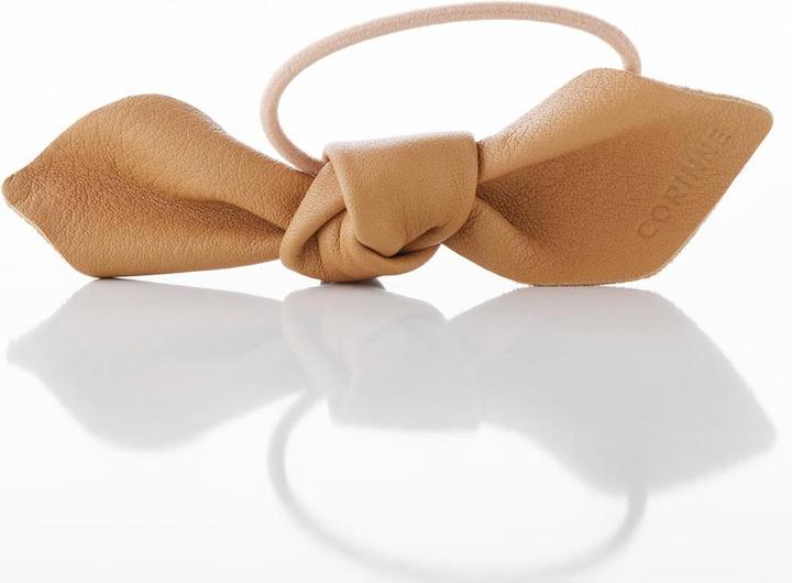 Actual product image Corinne World - Leather Bow Big Hair Tie Camel (Hair tie)