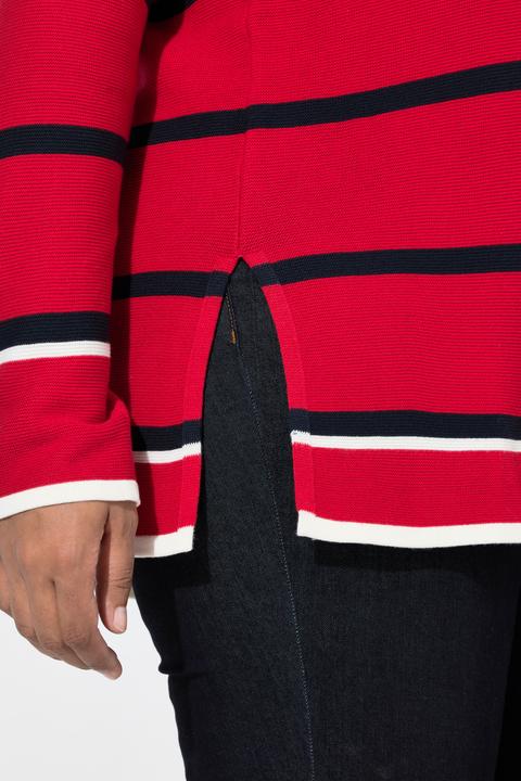 Produktbild Ulla Popken Pullover, Ringel, Farbakzente, Kapuze, Langarm (62)