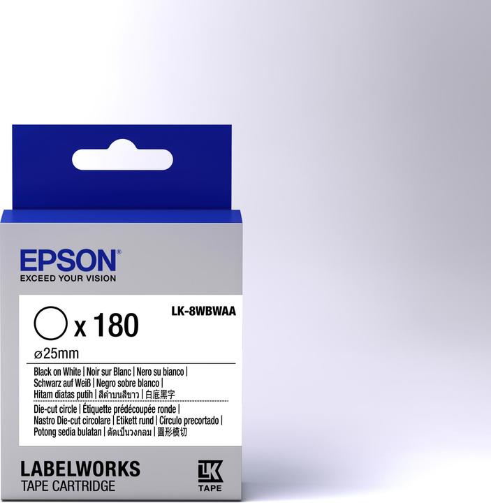 Produktbild Epson Etikettenkassette Lk-8wbwaa (2.50 cm, Schwarz, Weiss)