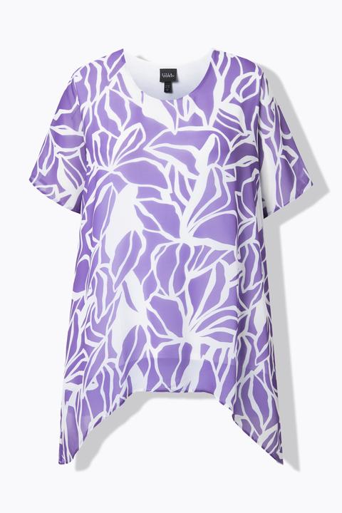 Immagine prodotto Ulla Popken Chiffon-Bluse, Rückenschlitz, Rundhals, Halbarm (42)