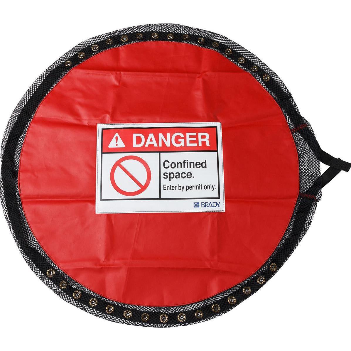 Brady, Etiketten, Stabile, verschliessbare Abdeckung, PVC-beschichtetes Polyester, Rot, Enger Raum – S (1 Stück
