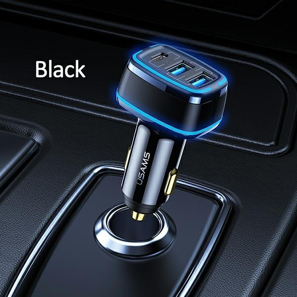 Image du produit Usams Ład. sam. 2xUSB+1xUSB-C C24 80W (only head) Fast Charge czarny/black CC126TC01 (US-CC126)