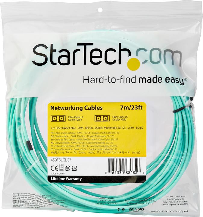 Produktbild StarTech .com 7m OM4 LC to LC Multimode Duplex Fiber Optic Patch Cable (CAT8.1, 7 m)