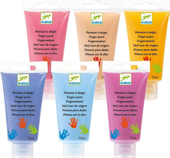 Actual product image Djeco Finger paints (Pink, Blue, Yellow, 75 ml)