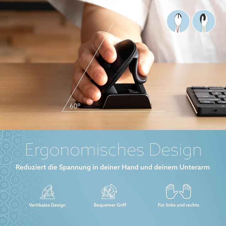 Produktbild R-Go Tools R-Go Maus Twister ergonomisch beidhändig USB u. Bluetooth sw (Kabelgebunden, Kabellos)