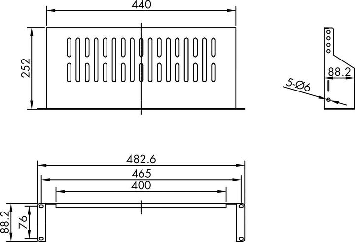 Produktbild Value 19"-Fachboden 2HE, T: 250 mm, < 15 kg, U-Form
