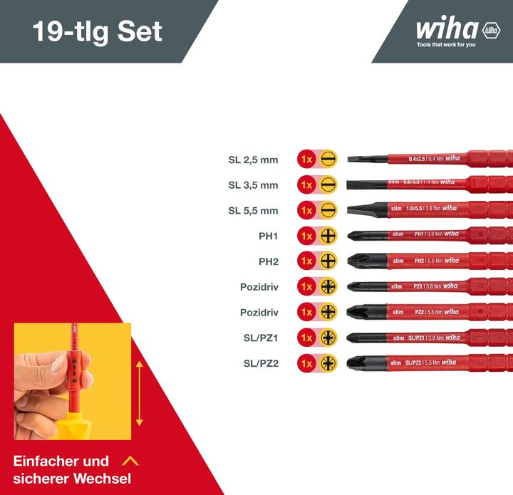 Produktbild Wiha Drehmoment-Schraubendreher Set (Pozidriv-Kreuzschlitz (PZ), Phillipps-Kreuzschlitz (PH), Schlitz)