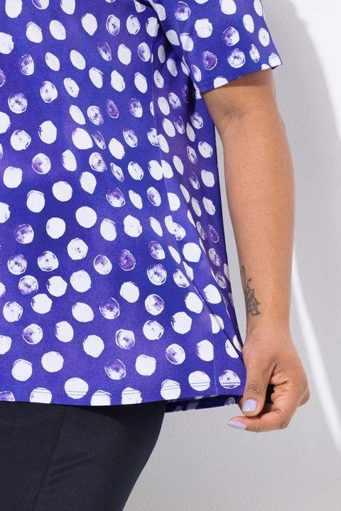 Produktbild Ulla Popken Slinky-Shirt, Tupfen, Zierfalte, V-Ausschnitt, Halbarm (46, 48)