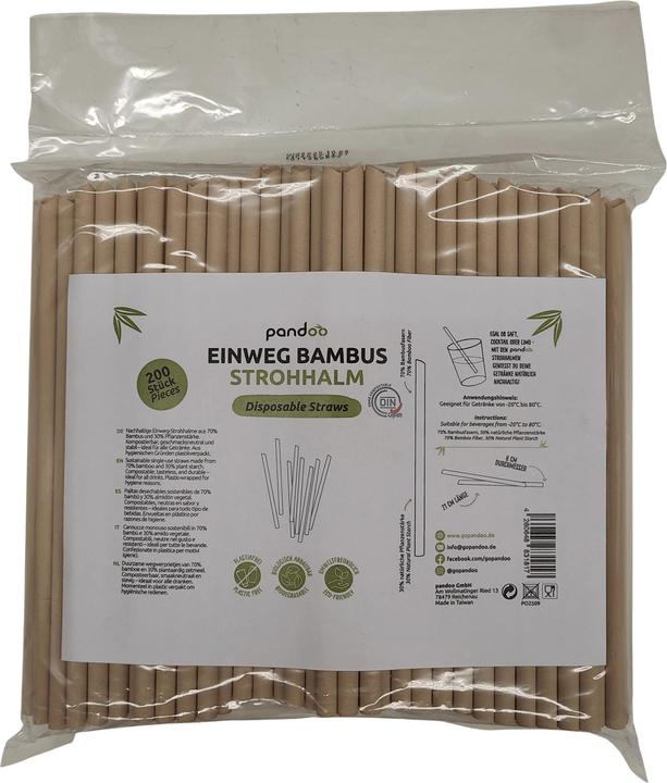 Pandoo Einwegstrohhalm Bambus 200 Stk (200x)
