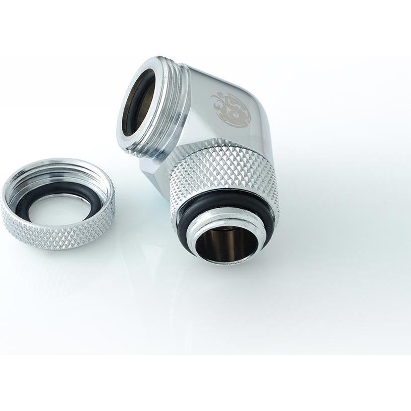 Thumbnail - Bitspower Multi-Link Adapter Anschluss 90 Grad G1/4 Zoll AG auf 12mm AD Hardtube - drehbar, silber g, Wasserkühlung Ansc...