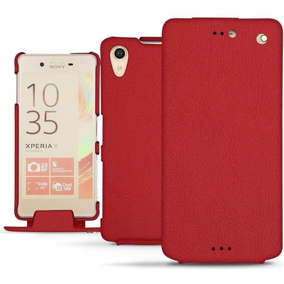 Noreve Lederschutzhülle vertikal (Sony Xperia X Performance), Smartphone Hülle, Rot