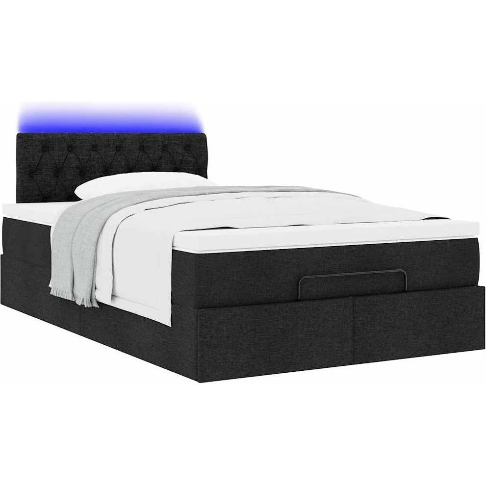 VidaXL, Bett, Ottoman-Bett mit Matratze Schwarz 120x200 cm Stoff (120 x 200 cm)