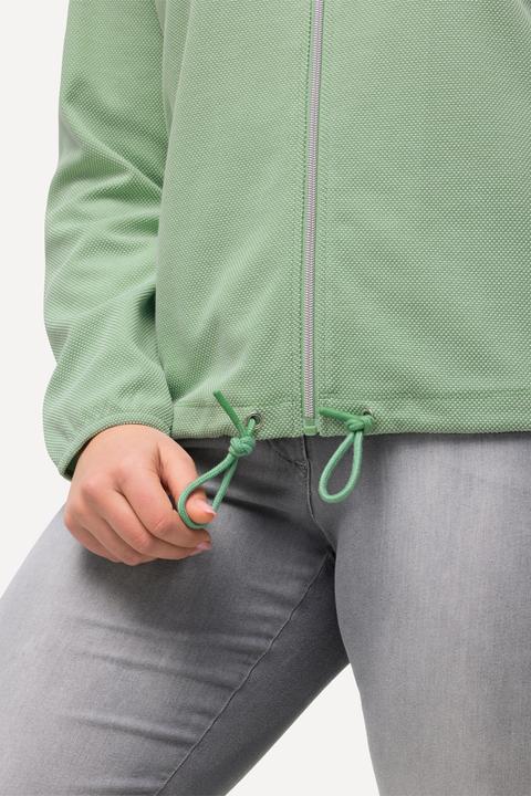 Produktbild Ulla Popken Sweatjacke, Piqué-Struktur, Kapuze, Kaktus-Stickerei (62)