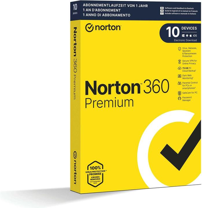 Image du produit NortonLifeLock 360 Premium (10 Utilisateur, 12 mois)