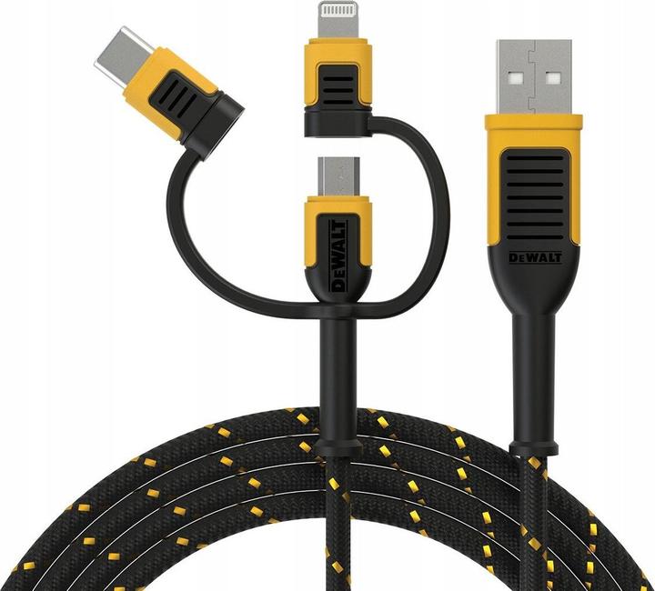 DeWalt Kabel USB USB-A - USB-C + microUSB + Lightning 1.8 m Czarny (DXMA131-1356-DWG) (1.80 m)