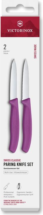 Produktbild Victorinox Swiss Classic, Gemüsemesser Set, 2tlg, 8cm, gerade/wellen, mittelspitz, violett, box (8 cm)