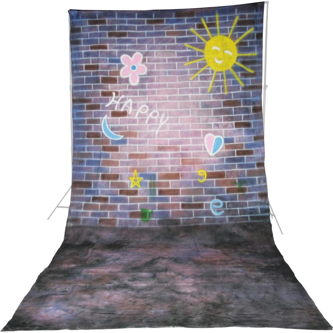Walimex pro pro Motiv-Stoffhintergrund 'Happy' (300 cm, 300 cm), Hintergrundsystem, Grau