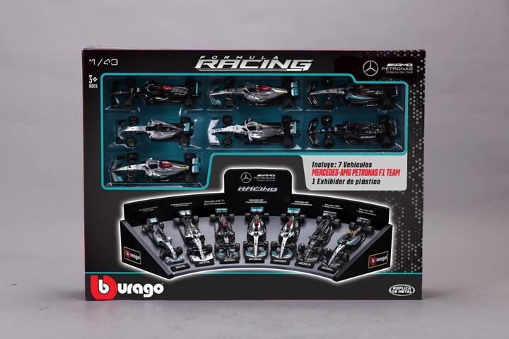Produktbild Bburago F1 7er-Set Displaykurve Mercedes AMG Petronas 1/43