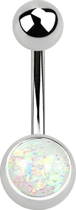 Immagine prodotto Star Piercing Banana argento con glitter opalino bianco (senza ottone, Acciaio chirurgico 316L)