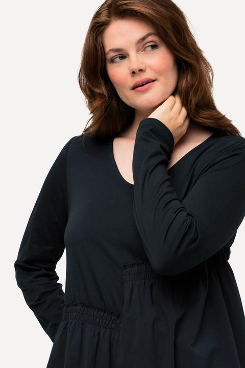 Actual product image Ulla Popken Eco Cotton Asymmetric Cross Seam Long Sleeve Dress (46, 48)