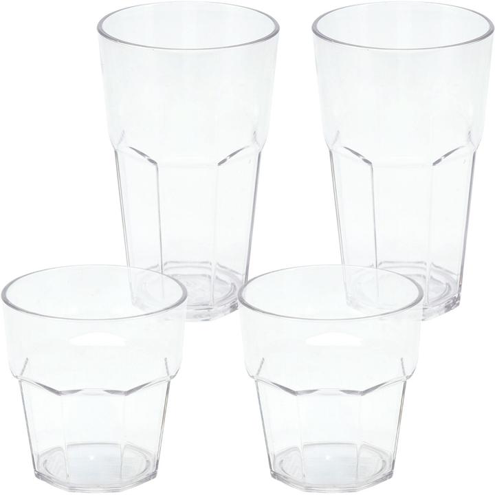 Excellent Houseware 4er-Set Trinkglas aus Kunststoff, je 2x 370 ml / 275 ml (0.37 l, 4x)