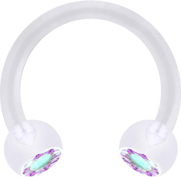 Actual product image Star Piercing Micro Circular Barbell transparent with two crystal balls multicolour (without brass, Plastic)