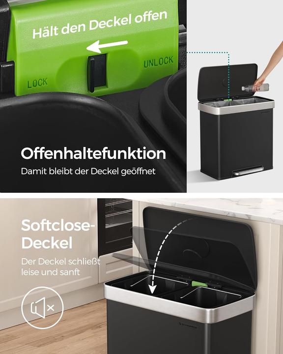 Produktbild Songmics Softclose Mülltrennsystem 2 x 30 Liter (60 l)