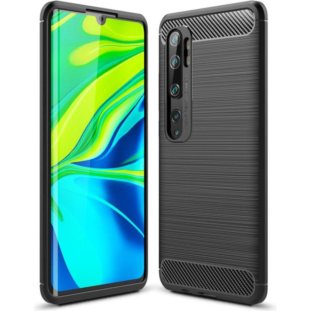 König Design Hülle Handy Schutz für Xiaomi Mi Note 10 Pro Case Cover Bumper Carbon Optik Grau (Xiaomi Mi Note 10 Pro), S...