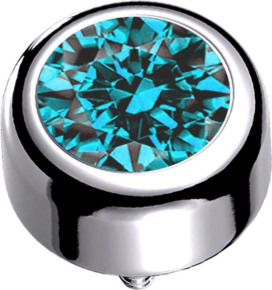 Actual product image Star Piercing Dermal anchor cylinder silver with aqua crystal (without brass, Titanium)