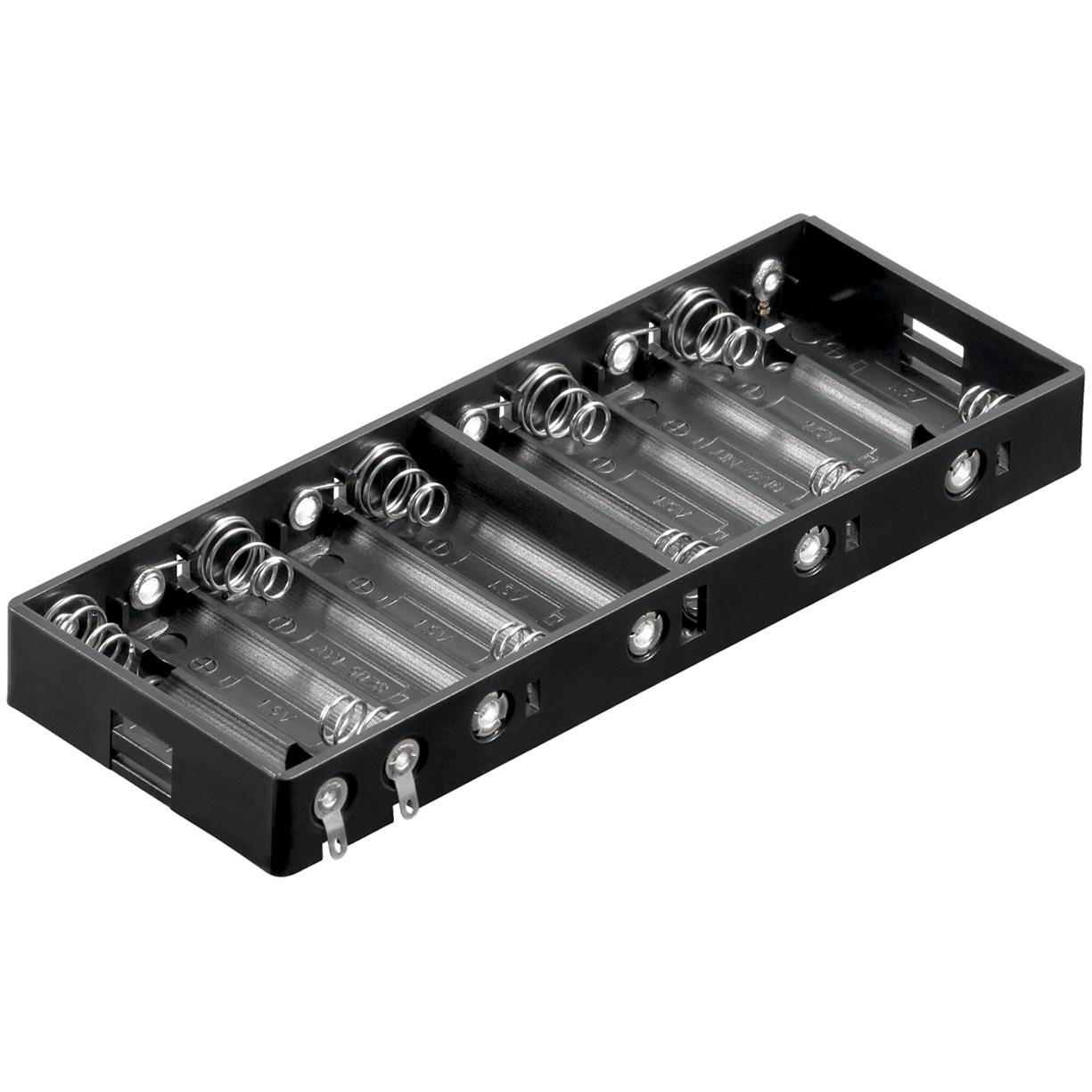 Goobay 10x AA Mignon Batteriehalter, Batterie Zubehör, Schwarz