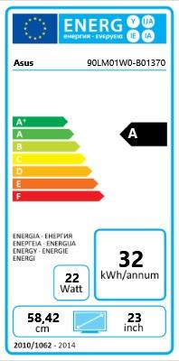 Energy Label ASUS Be239qlb (1920 x 1080 pixels, 22.99")