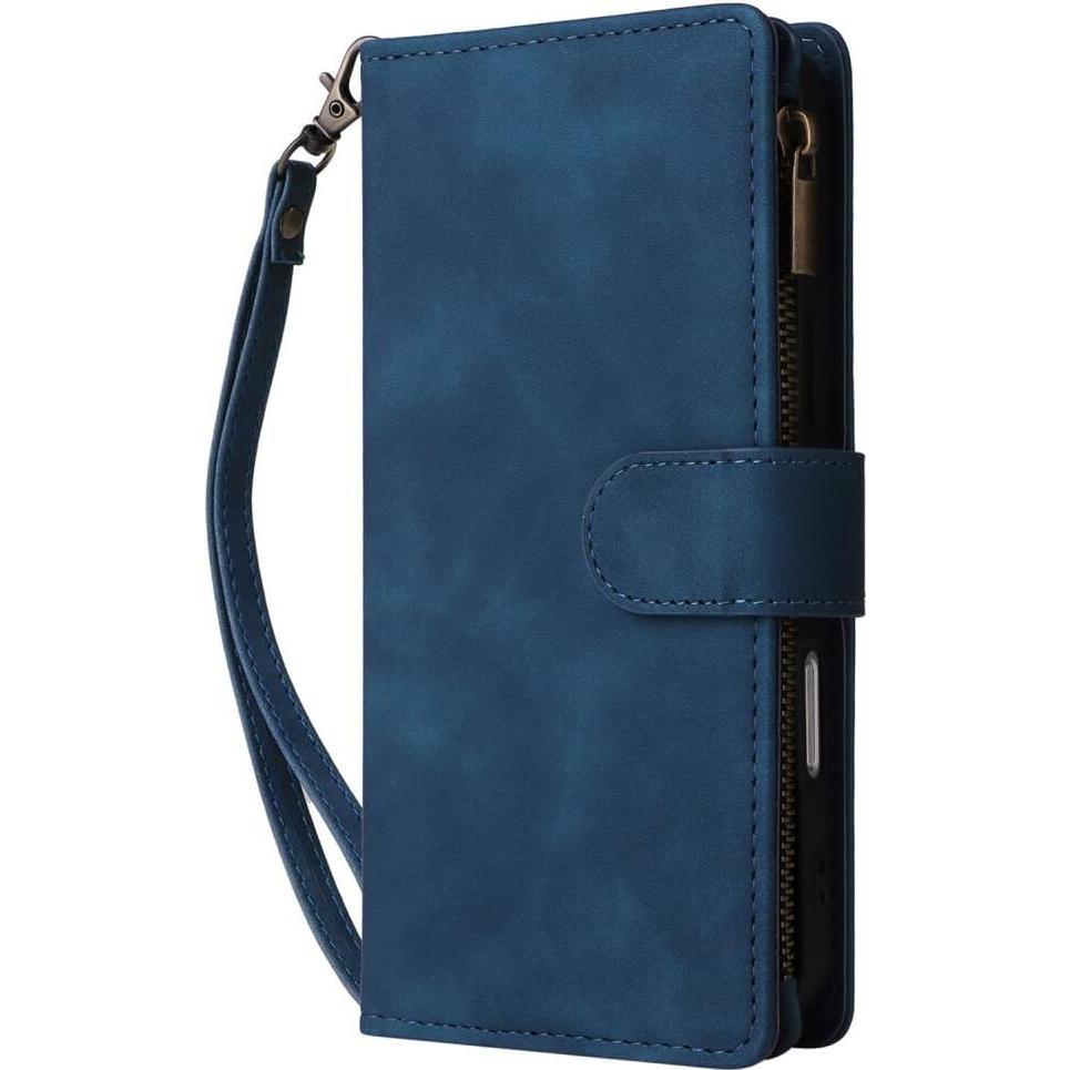 Cover-Discount iPhone 16 Pro - Brieftaschen Hülle mit Umhängeband (Apple iPhone 16 Pro), Smartphone Hülle, Blau