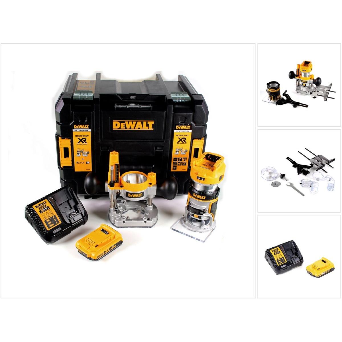 DeWalt, Fräse, DCW 604 D1 Akku Kombifräse 18V 55 mm + 1x Akku 2,0 Ah + 1x Schnellladegerät in TSTAK