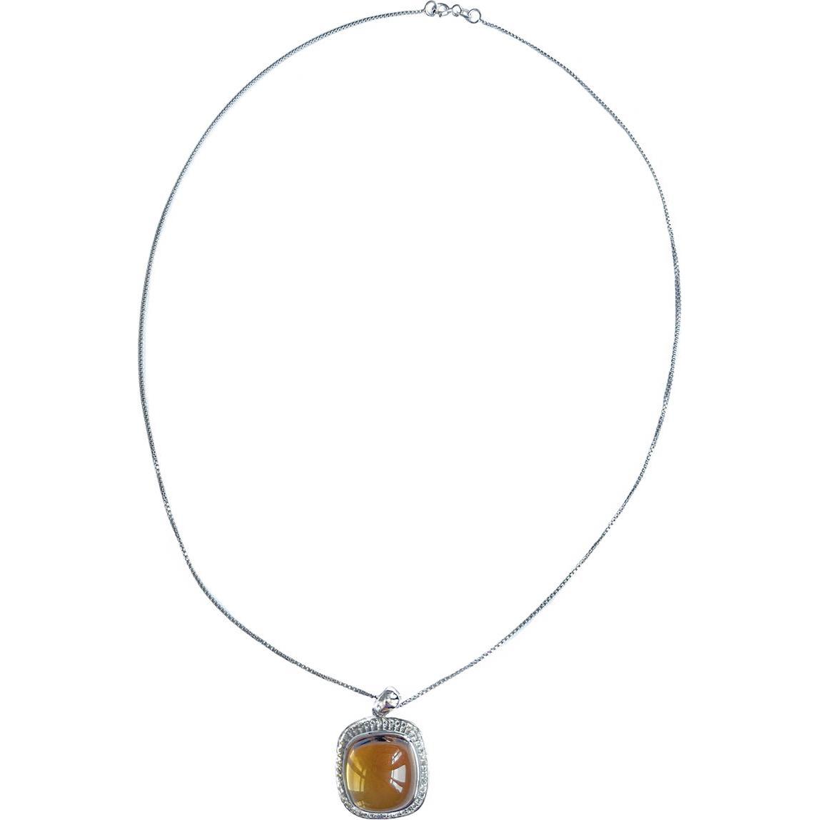 Xen, Halsschmuck, Anhänger mit Kette Citrin Cushion-Cabochon 45 cm 925 Silber, (925 Sterling Silber, 45 cm)