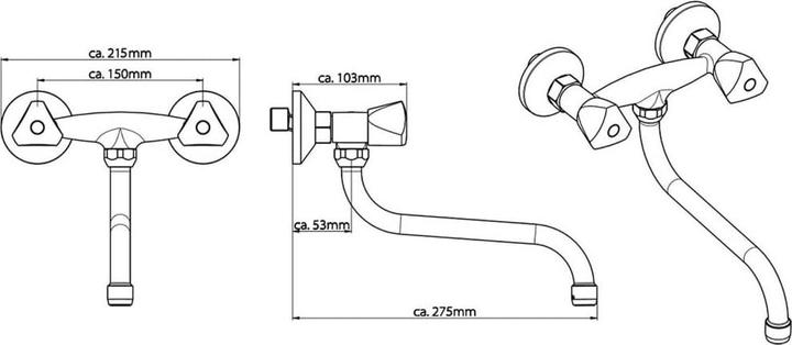 Image du produit Schütte Cesti Wand-Spültischarmatur