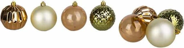 MICA Living Christbaumkugeln - bruchfest - braun/grün/gold - ca. 8 cm - 24 Stück (24x)