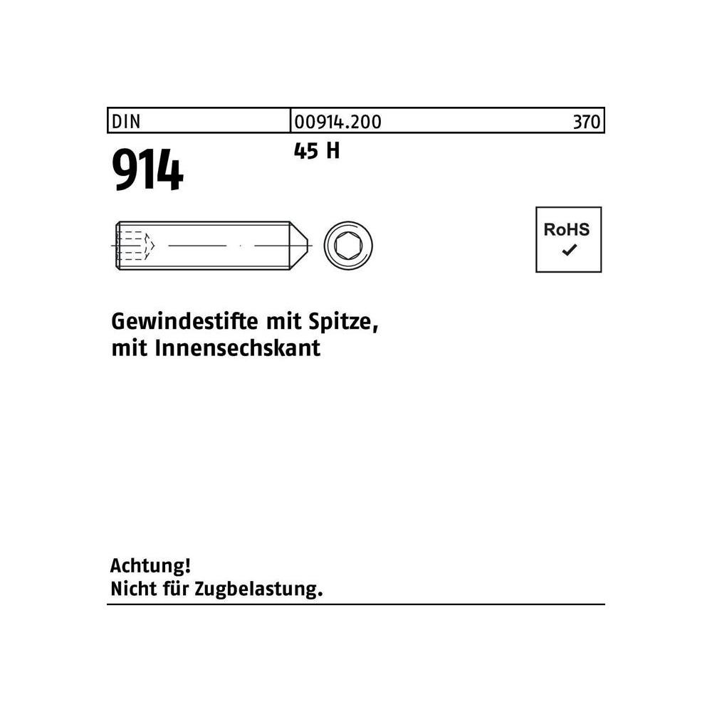 Reyher, Schrauben, Gewindestift DIN 914 m.Spitze/Innensechskant M 16 x 50 45 H (50 Schrauben pro Stück)